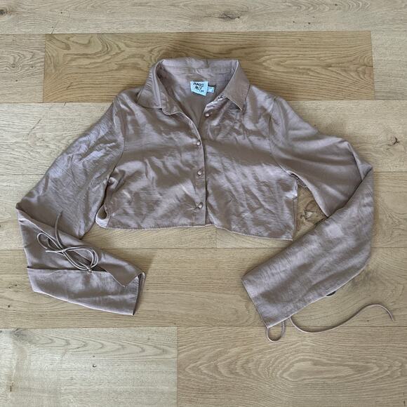 Princess Polly - Forbidden Cropped Shirt in Brown - Picture 1 of 4